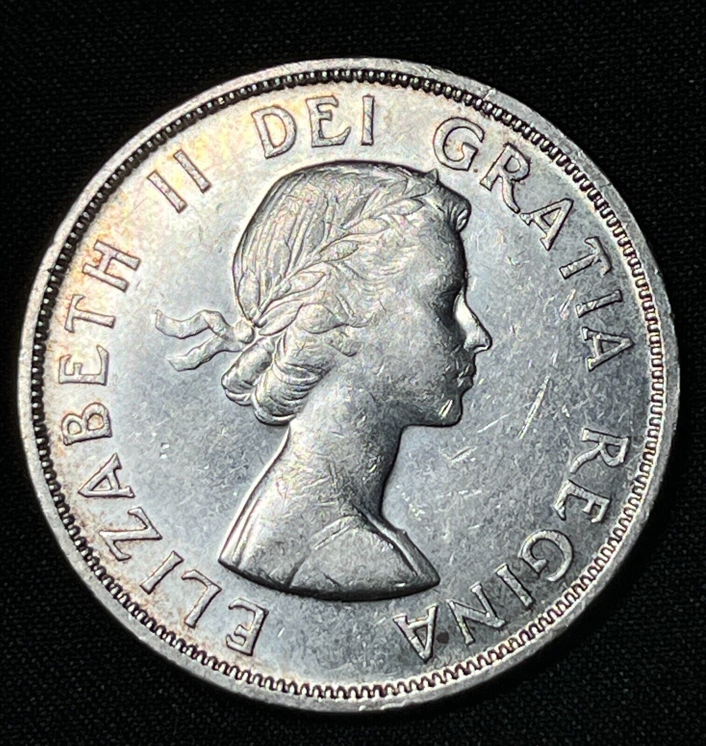 Canada 1957 $1 One Silver Dollar Queen Elizabeth II .800 Silver High Grade #3