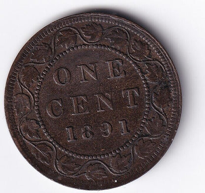 Canada 1891 1c One Large Cent Queen Victoria Large Date #1