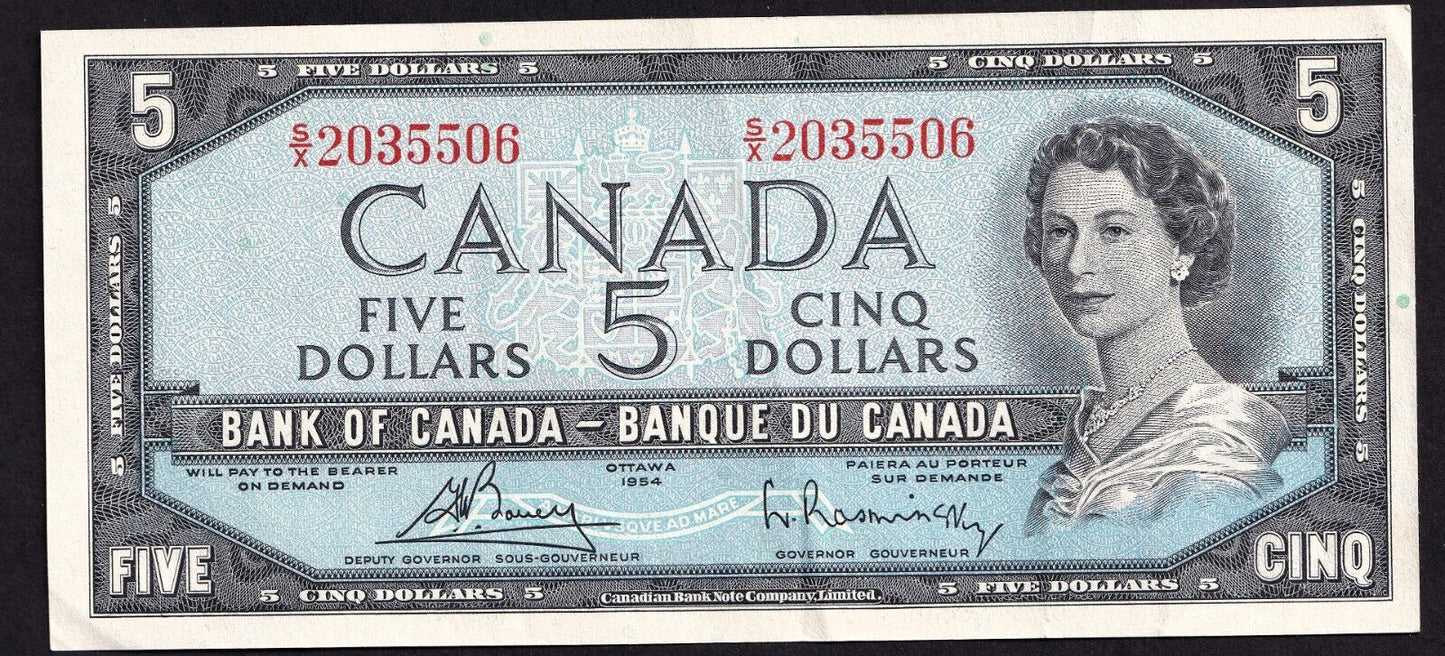 Canada 1954 $5 Five Dollar Banknote Bouey - Rasminsky Beautiful Colour