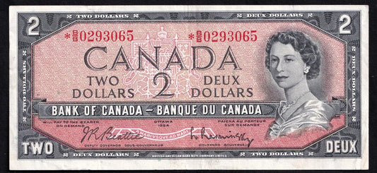 Canada 1954 $2 Two Dollar Replacement Banknote Beattie- Rasminsky *BB 0293065