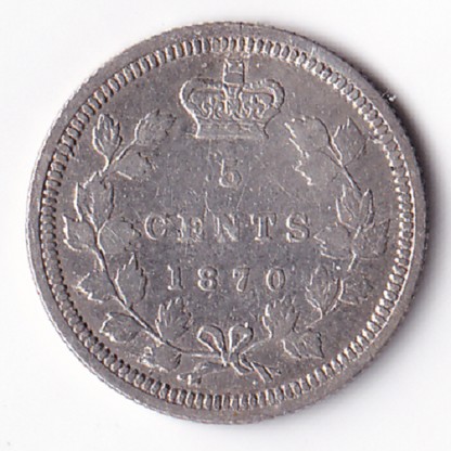 Canada 1870 5C 5 Cents F.R. Queen Victoria .925 Silver Coin