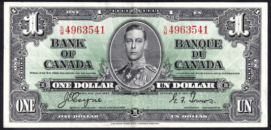 Canada 1937 $1 One Dollar Banknote Coyne - Towers S/M 4963541