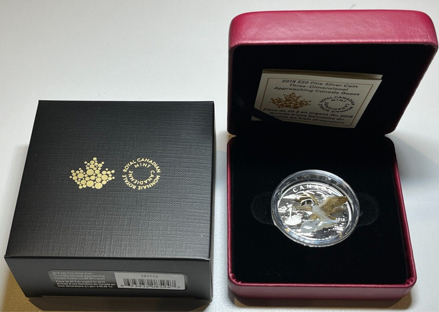 2018 $20 Three Dimensional Approaching Canada Goose .9999 Silver Proof Coin