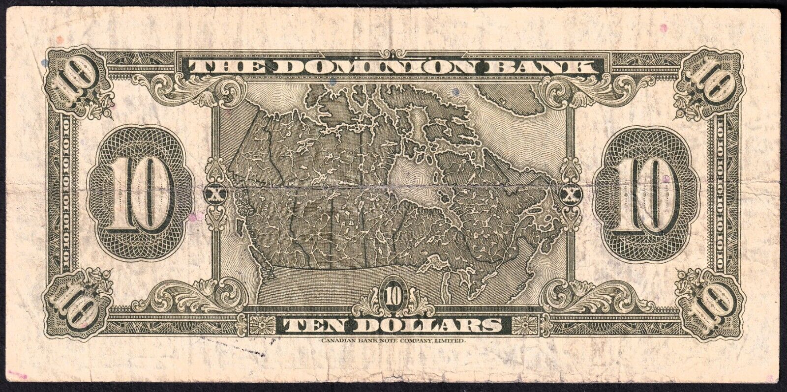 Canada The Dominion Bank 1938 $10 Ten Dollar Charter Banknote 383235