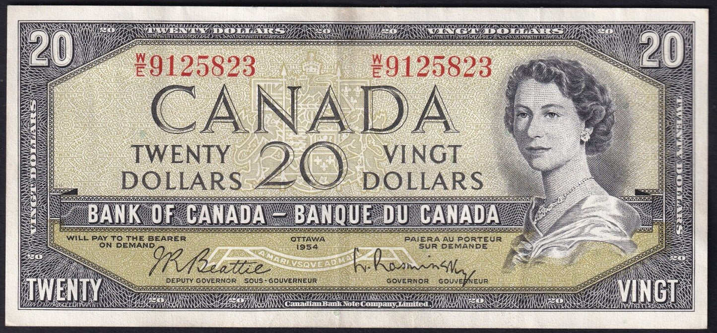 Canada 1954 $20 Twenty Dollar Banknote Beattie - Rasminsky W/E 9125823