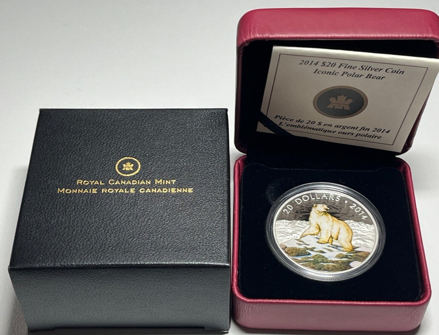 2014 'Iconic Polar Bear' Colorized Proof $20 Silver Coin 1oz .9999 Fine