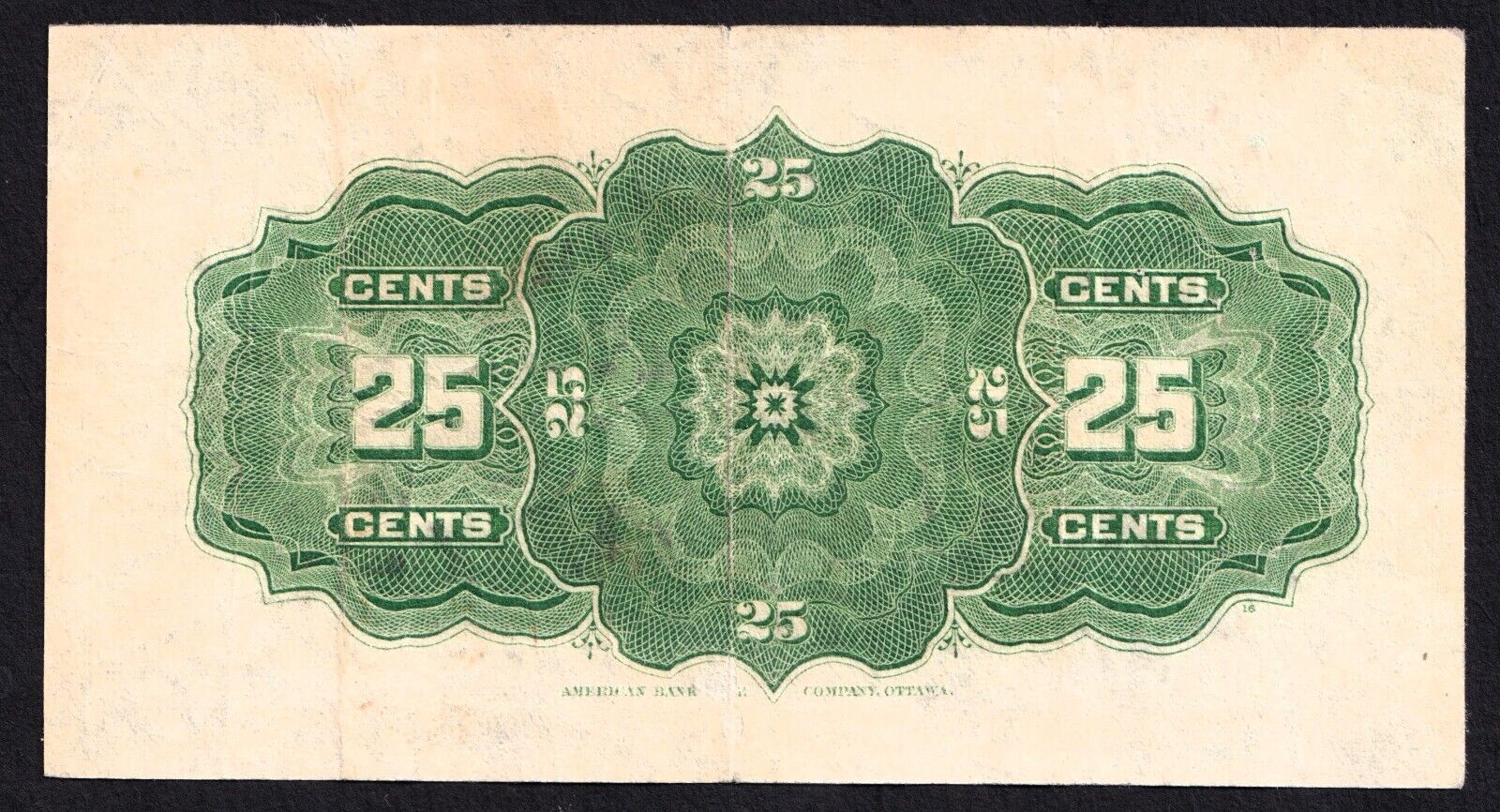 1900 Dominion of Canada 25c Shinplaster Note Saunders #JOK