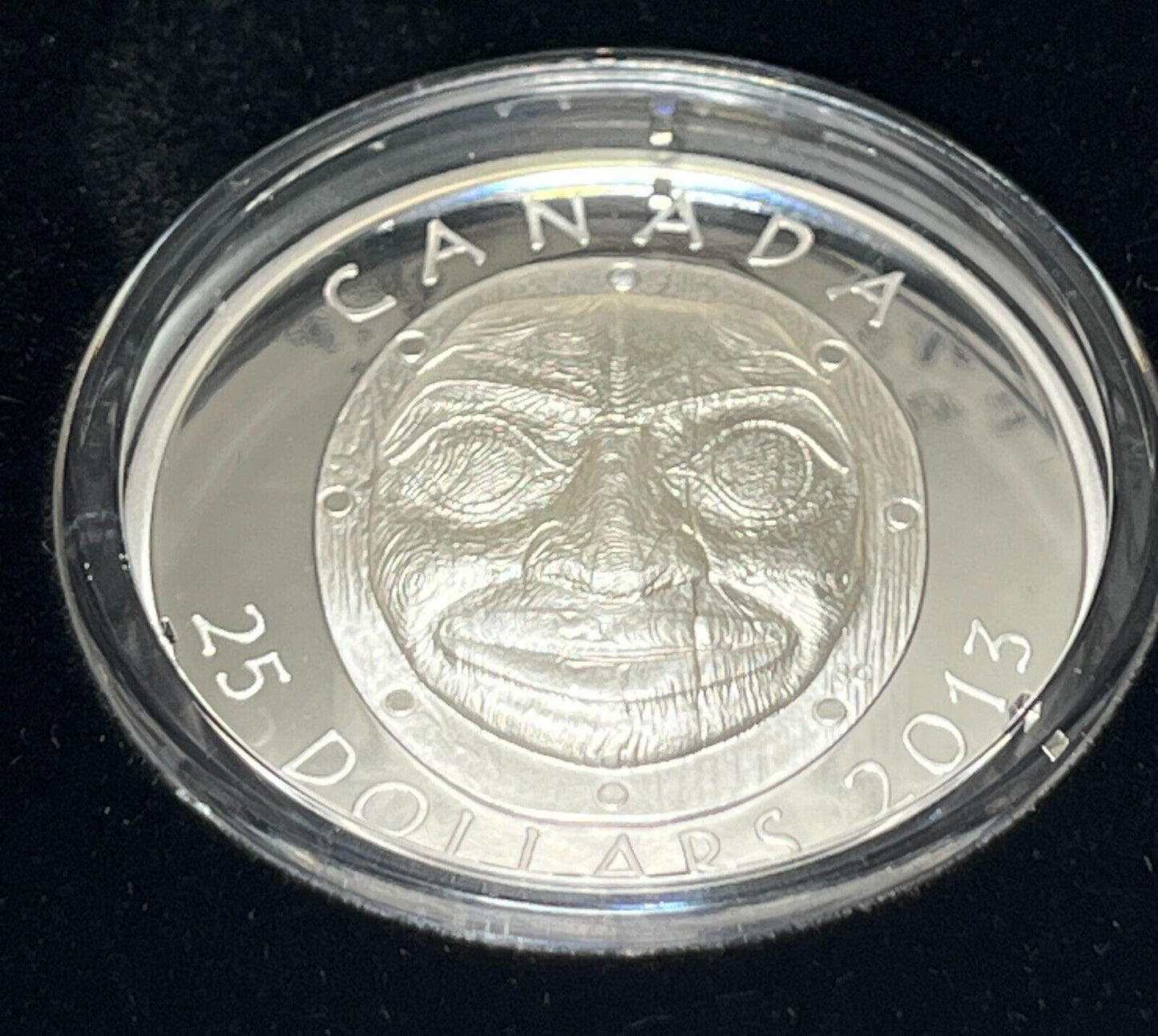 2013 'Grandmother Moon Mask' Proof $25 Silver Coin .9999 Fine With Box + COA