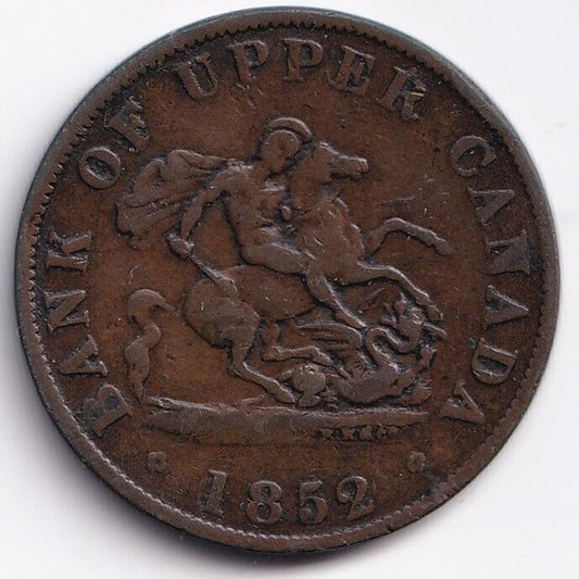 Bank Of Upper Canada 1852 Half Penny Dragonslayer Token PC-5B2 BR-720 #9