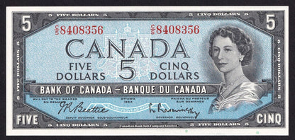 Canada 1954 $5 Five Dollar Banknote Beattie - Rasminsky Nice Colour C/S 8408356