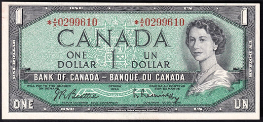 Canada 1954 $1 One Dollar Replacement Banknote Beattie - Rasminsky *A/A 0299610