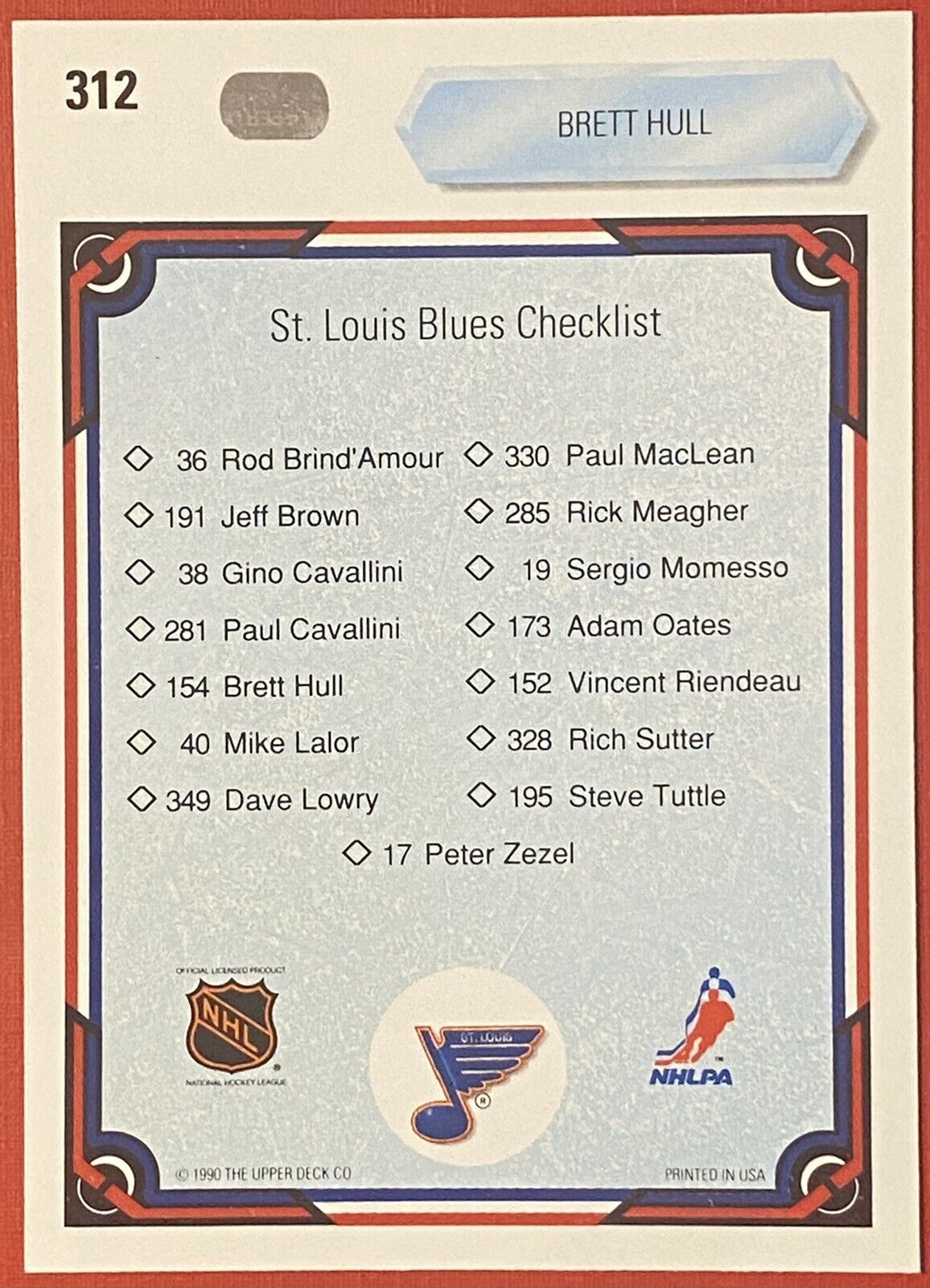 1990-91 Upper Deck The Collector's Choice Checklist - BRETT HULL #312