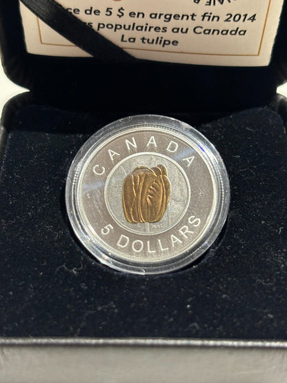 Royal Canadian Mint 2014 $5 Fine Silver Coin Flowers In Canada: Tulip