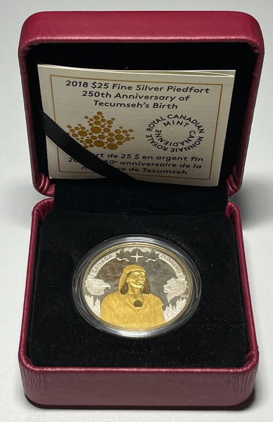 2018 'Tecumseh - 250th Anniversary' Piedfort Proof  $25 Fine Silver 1oz. Coin