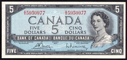 Canada 1954 $5 Five Dollar Banknote Bouey - Rasminsky S/X 5950977