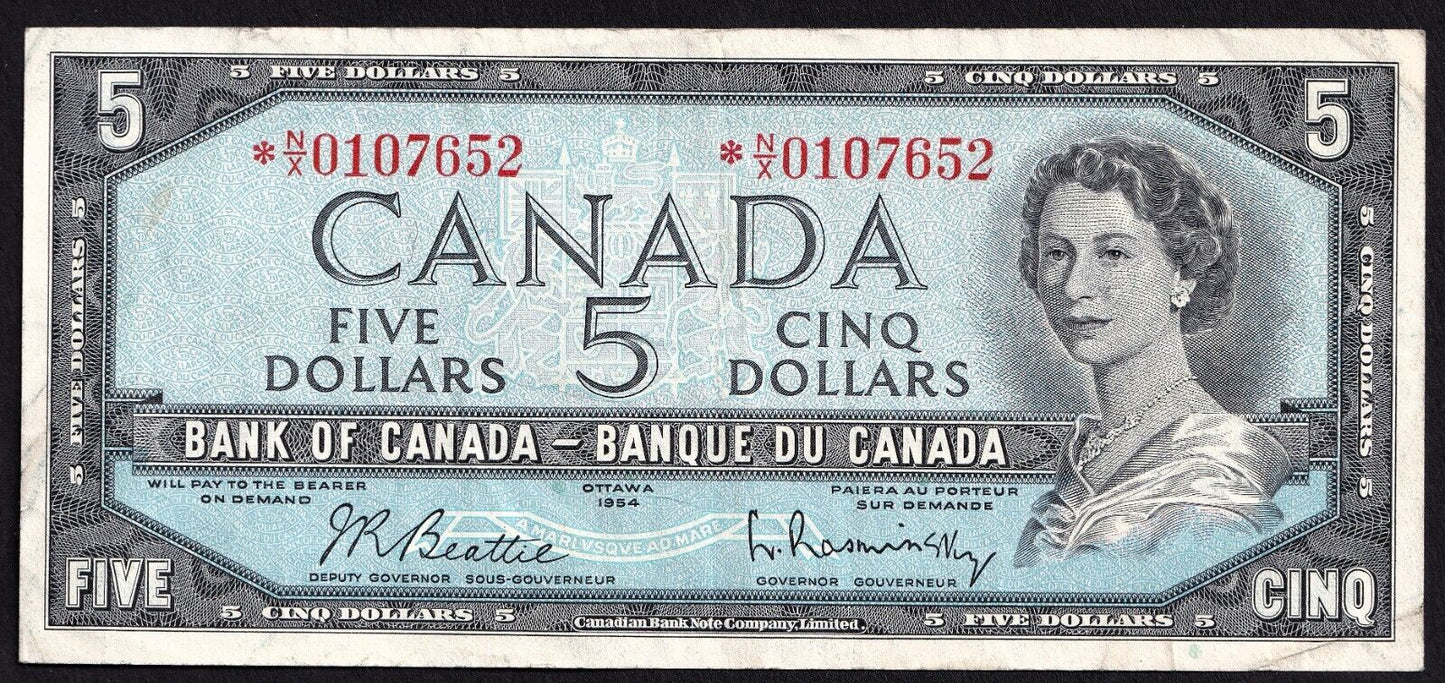 Canada 1954 $5 Five Dollar Replacement Banknote Beattie - Rasminsky *N/X 0107652