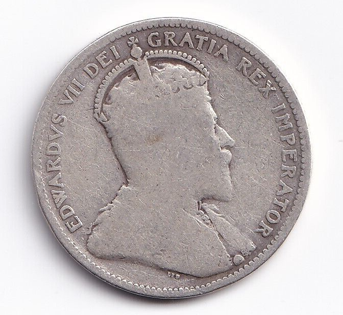 1909 Canada Silver Quarter 25 Twenty Five Cent Piece King Edward Semi Key