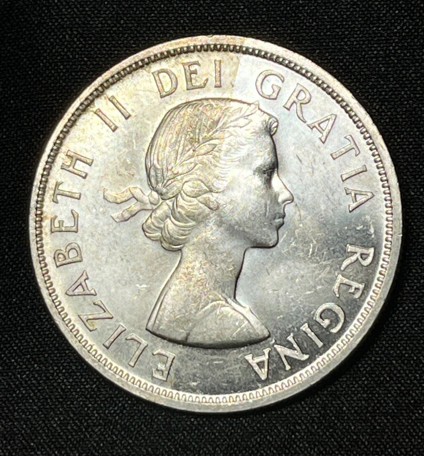 Canada 1957 $1 One Silver Dollar Queen Elizabeth II .800 Silver High Grade #1