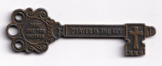 Figural "Prayer is Key" Medal Rex Humbard Prayer Key Family Copper Highlights