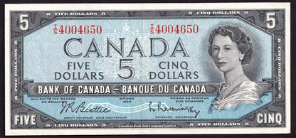 Canada 1954 $5 Five Dollar Banknote Beattie - Rasminsky Nice Colour T/S 4004650