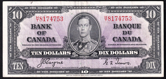 Canada 1937 $10 Ten Dollar Banknote Coyne - Towers H/T 8174753