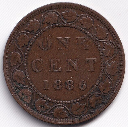 Canada 1886 1c One Large Cent Queen Victoria Fine F Obv