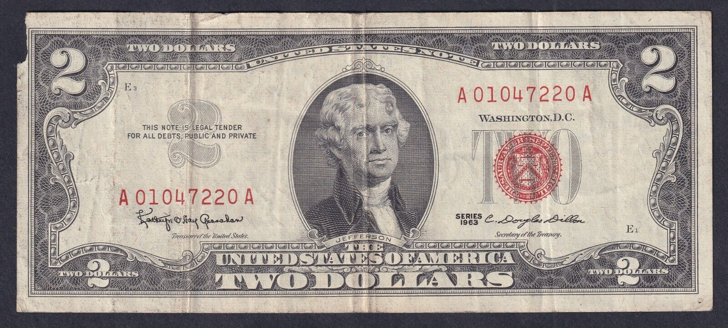 United States Series 1963 $2 Banknote Red Seal