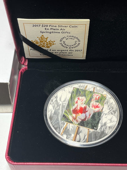 2017 'Springtime Gifts - En Plein Air' Proof $20 Fine Silver Coin With Box + COA