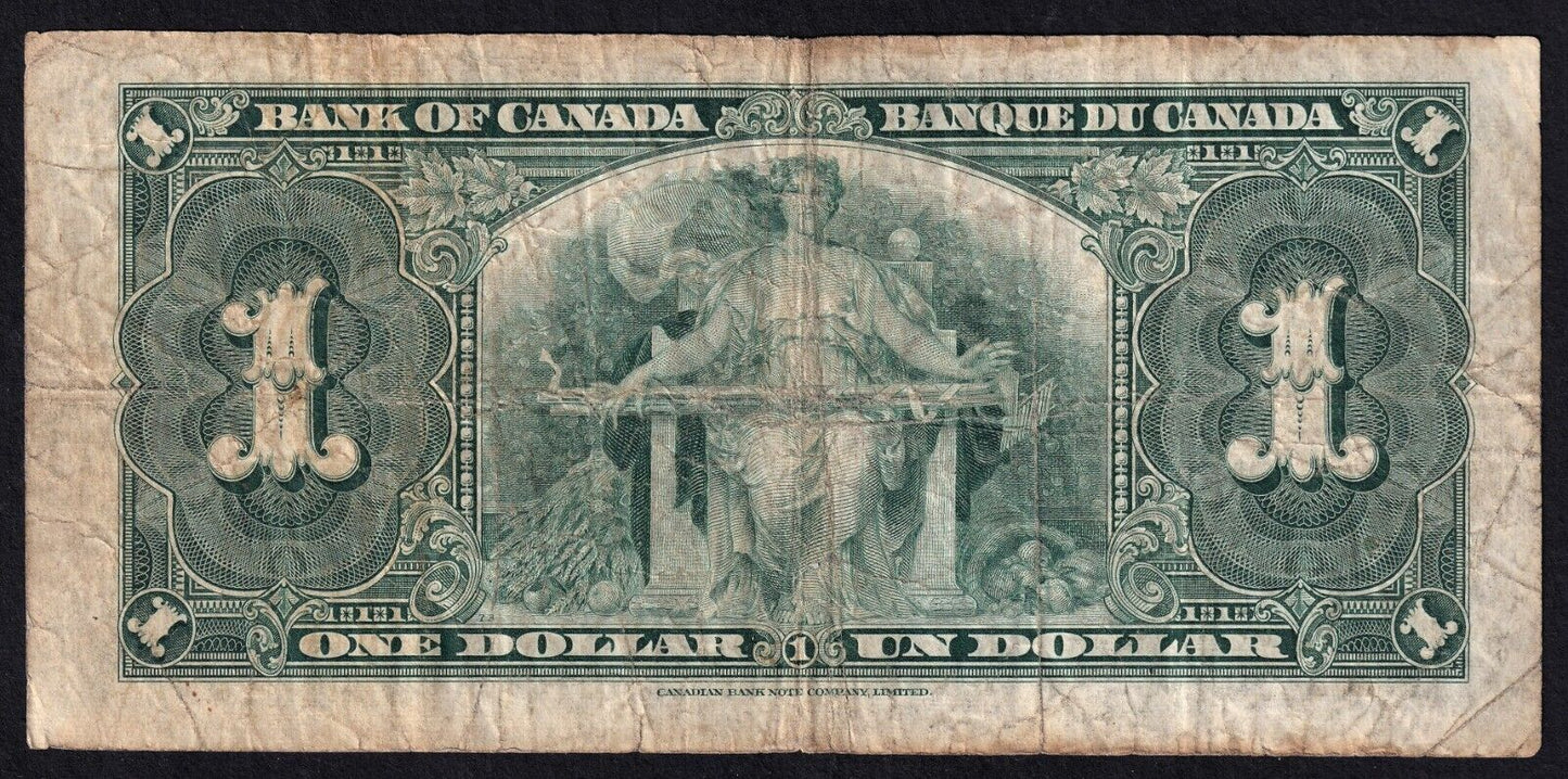 Canada 1937 $1 One Dollar Banknote Coyne - Towers J/N 0150486