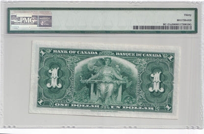 Canada 1937 $1 One Dollar Banknote Osborne - Towers B/A PMG Certified VF-30