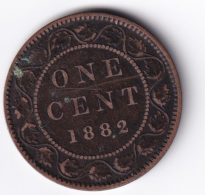 Canada 1882H 1c One Large Cent Queen Victoria Obverse 2 Fine #1