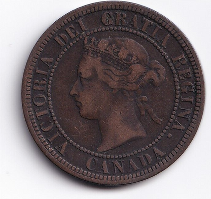 Canada 1876H 1c One Large Cent Queen Victoria Fine #4