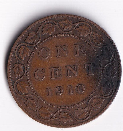 Canada 1910 1 Cent One Large Cent Coin King Edward Nice Details