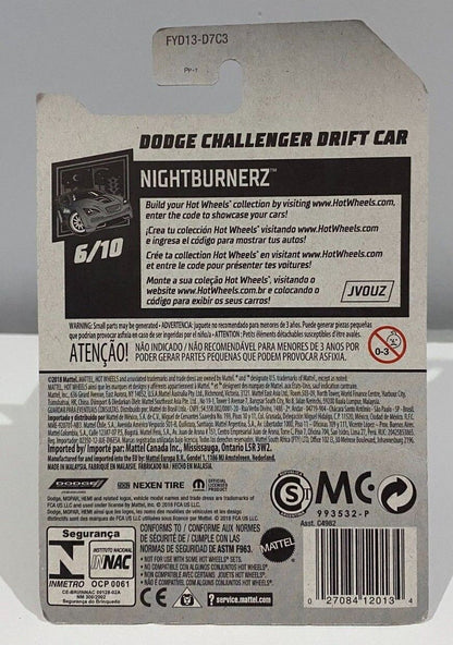 Hot Wheels 2018 Nightburnerz Purple Dodge Challenger Drift Car 6/10