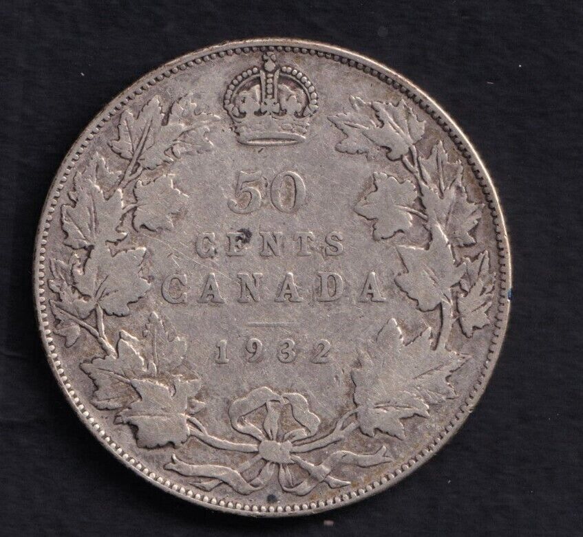 Canada 1932 Canada 50 Cent King George V .800 Silver - Rare Key Date VG