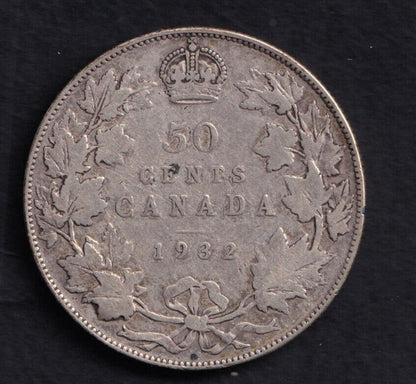 Canada 1932 Canada 50 Cent King George V .800 Silver - Rare Key Date VG