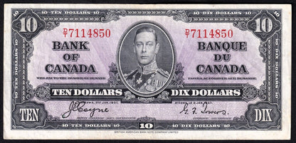 Canada 1937 $10 Ten Dollar Banknote Coyne - Towers D/T 7114850