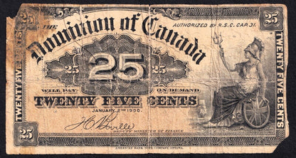 1900 Dominion of Canada 25c Shinplaster Note Boville #M3