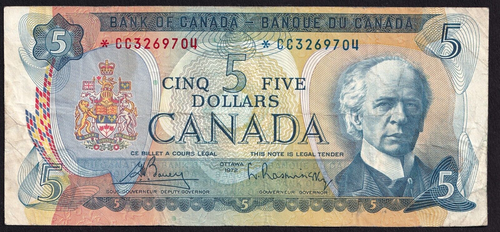 Canada 1972 $5 Five Dollar Banknote Bouey - Rasminsky Replacement *CC 3269704