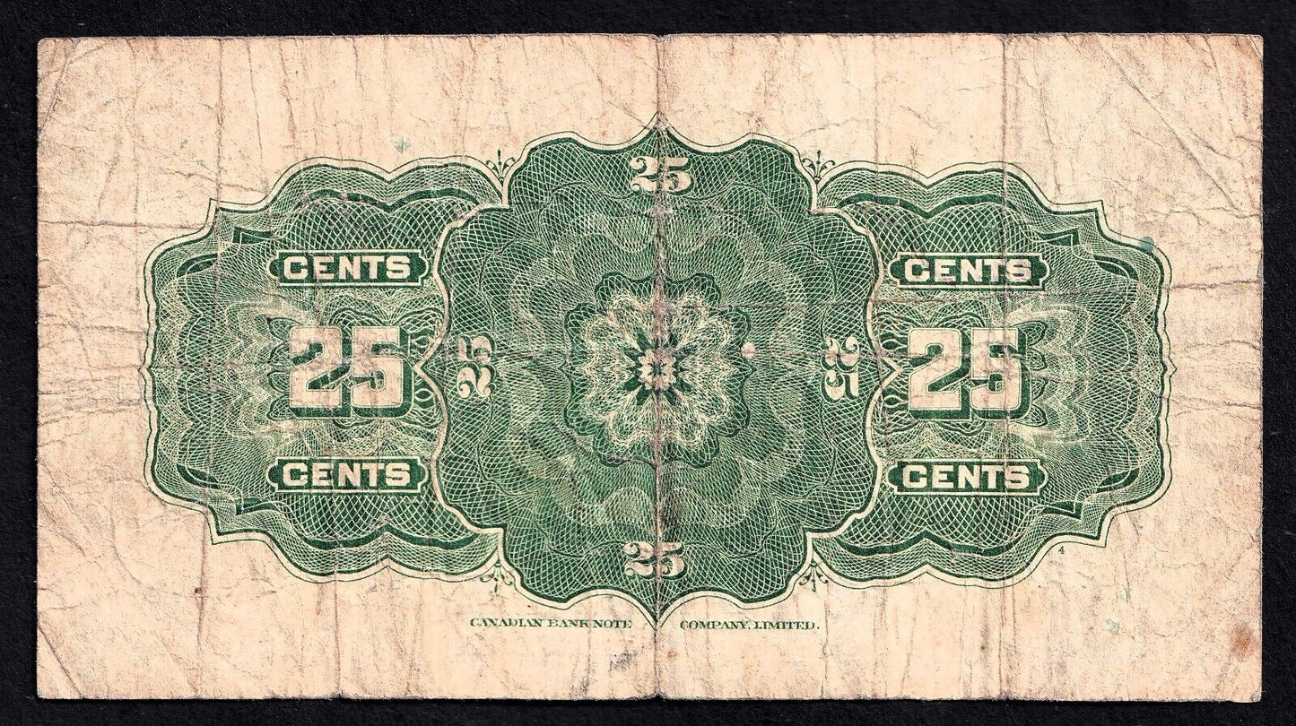 1923 Dominion of Canada 25c Shinplaster Note Campbell - Clark 622043