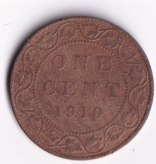 Canada 1910 1 Cent One Large Cent Coin King Edward Nice Details