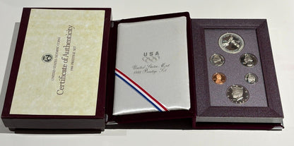 1988 Prestige Proof Set Olympic Silver Dollar U.S. Mint Box COA 6 Coins