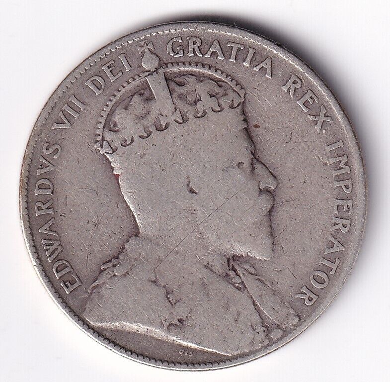 Canada 1906 50c Fifty Cent Silver Coin King Edward VII .925 Silver VG