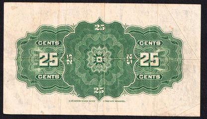 1923 Dominion of Canada 25c Shinplaster Note Campbell - Clark 644791