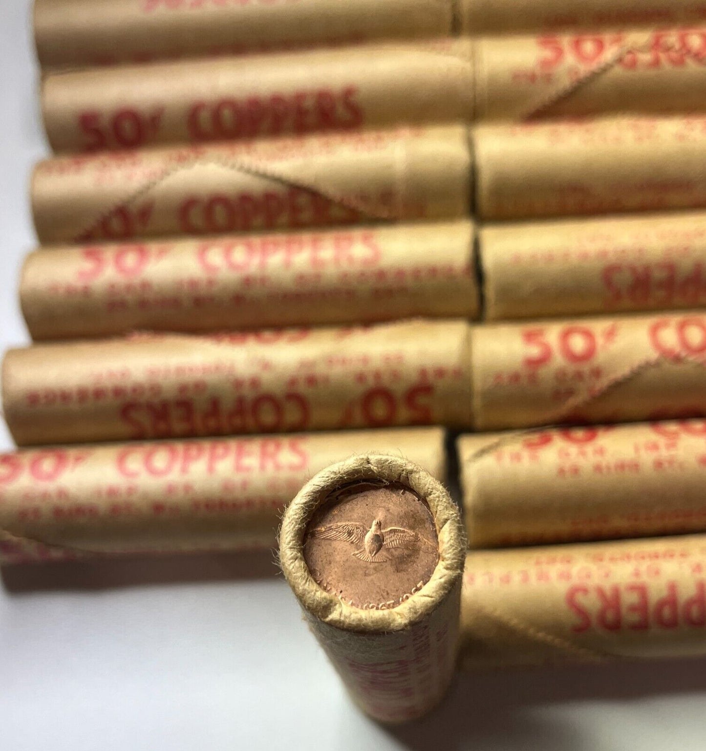 1967 Mint Sealed CIBC Roll Of 50 Uncirculated Canada Pennies Centennial Dove