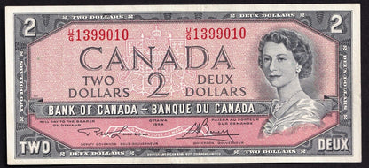 Canada 1954 $2 Two Dollar Banknote Lawson - Bouey U/G 1399010