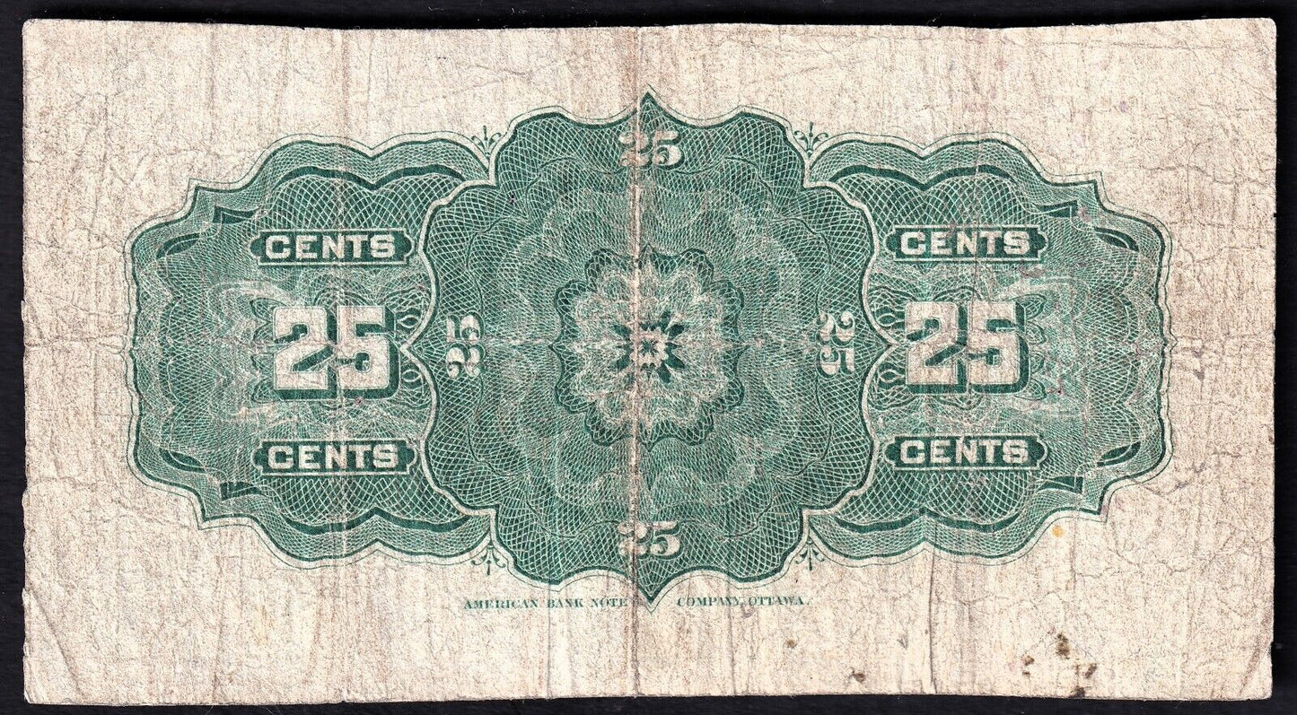 1900 Dominion of Canada 25c Shinplaster Note Courtney