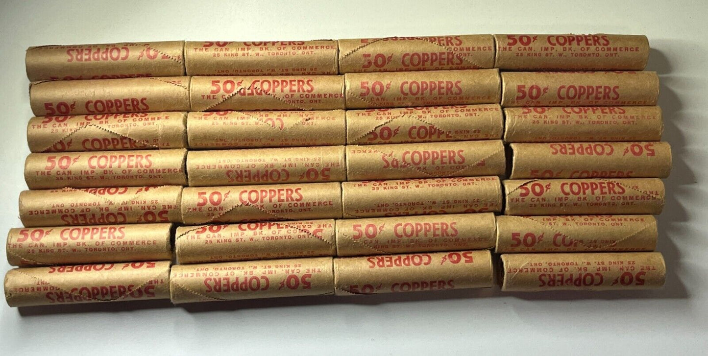 1967 Mint Sealed CIBC Roll Of 50 Uncirculated Canada Pennies Centennial Dove