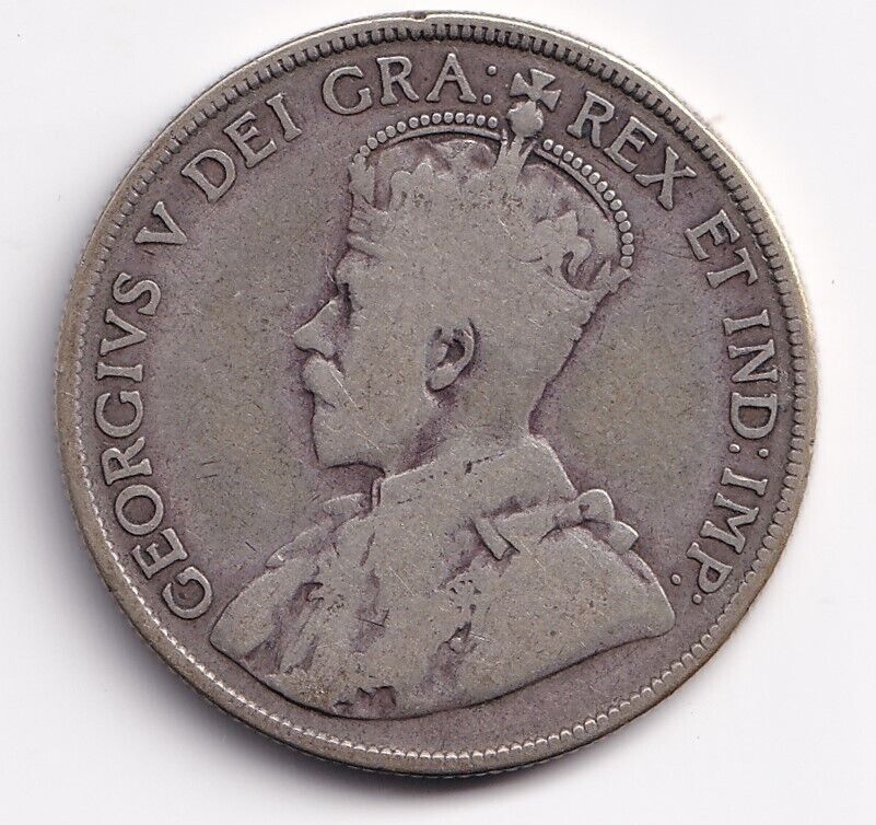 Canada 1929 50 Fifty Cent Silver Coin King Edward VII .800 Silver