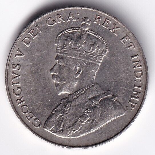 1922 Canada 5 Five Cents King George V Nickel XF